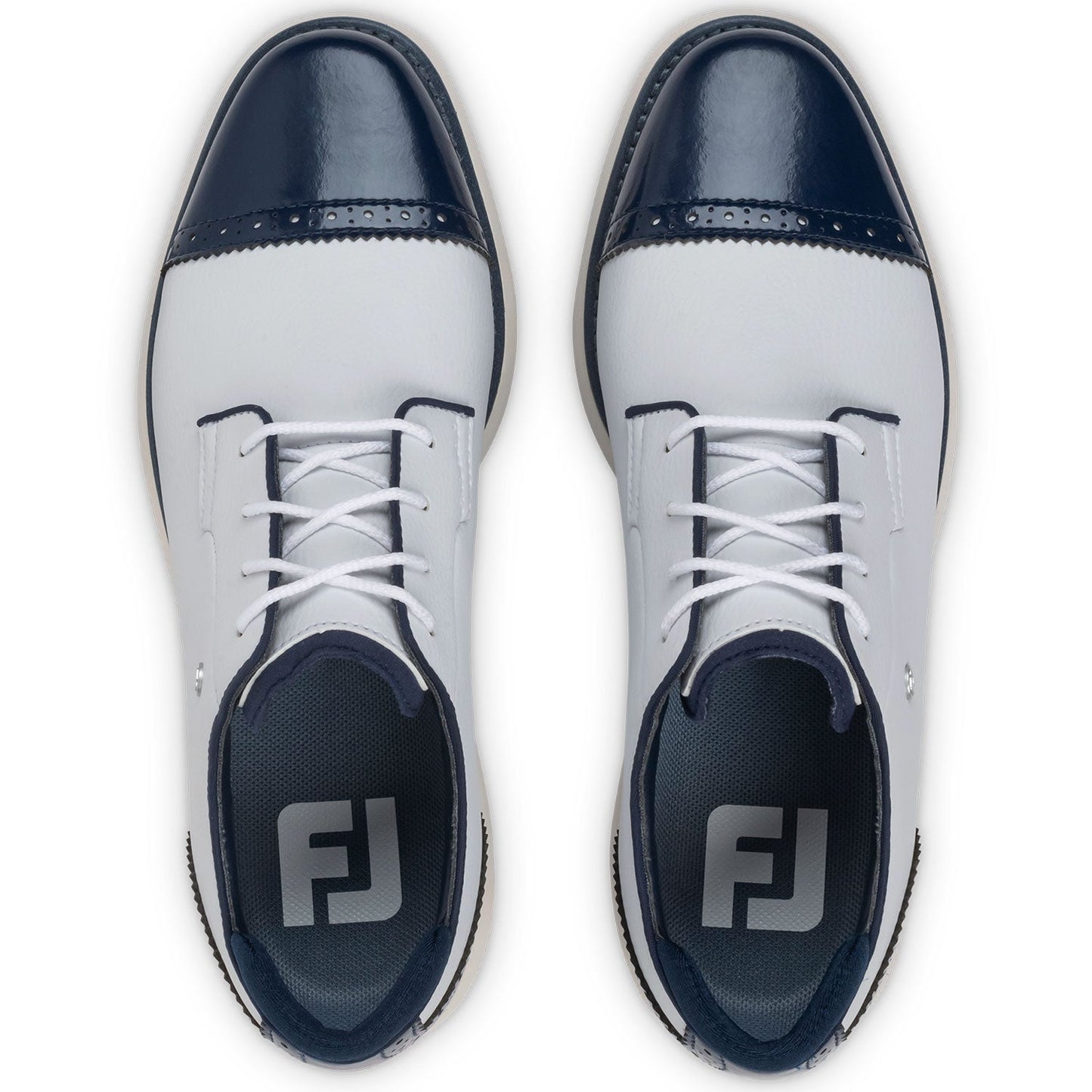 FootJoy Women's FJ Traditions SL Cap Toe Golf Shoes White/Blue Steel