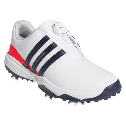 Adidas Juniors Tour360 24 BOA Golf Shoes White/Collegiate Navy/Lucid Red