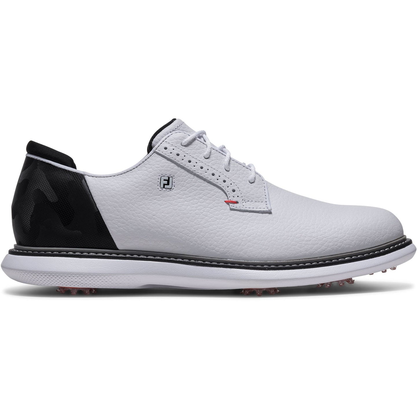 FootJoy FJ Traditions Blucher Golf Shoes White/Black Camo/Cherry Tomato