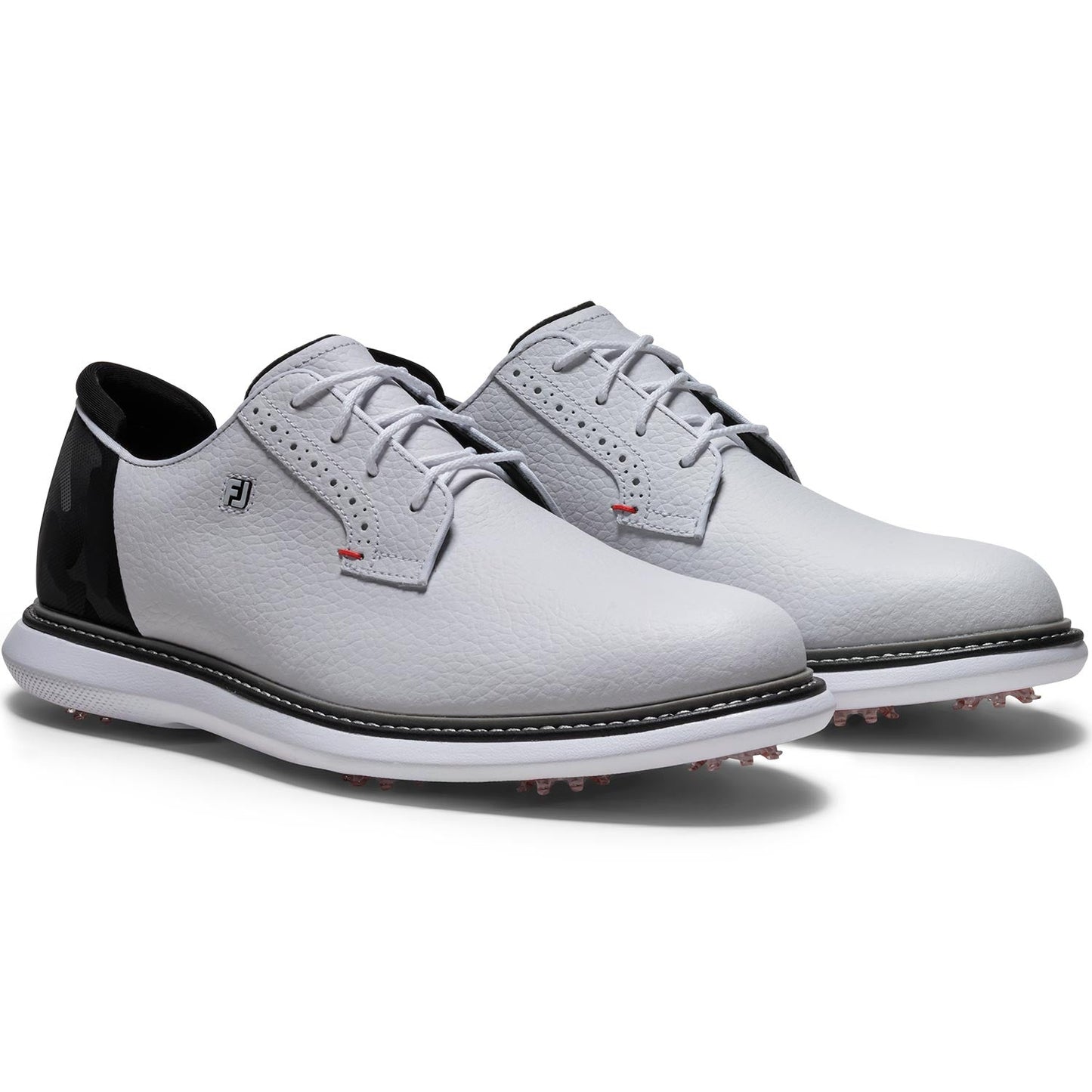 FootJoy FJ Traditions Blucher Golf Shoes White/Black Camo/Cherry Tomato