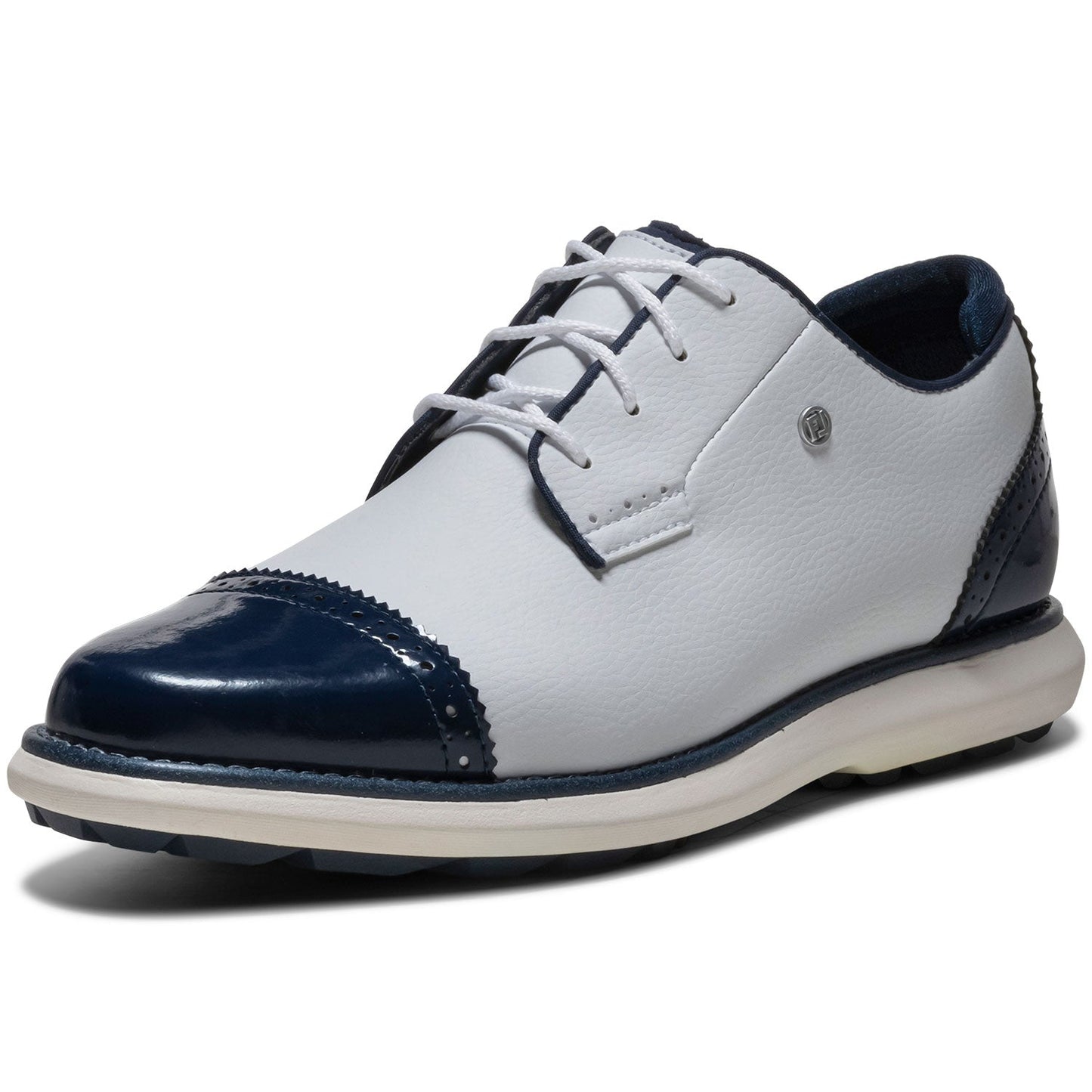 FootJoy Women's FJ Traditions SL Cap Toe Golf Shoes White/Blue Steel