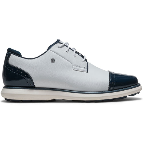 FootJoy Women's FJ Traditions SL Cap Toe Golf Shoes White/Blue Steel