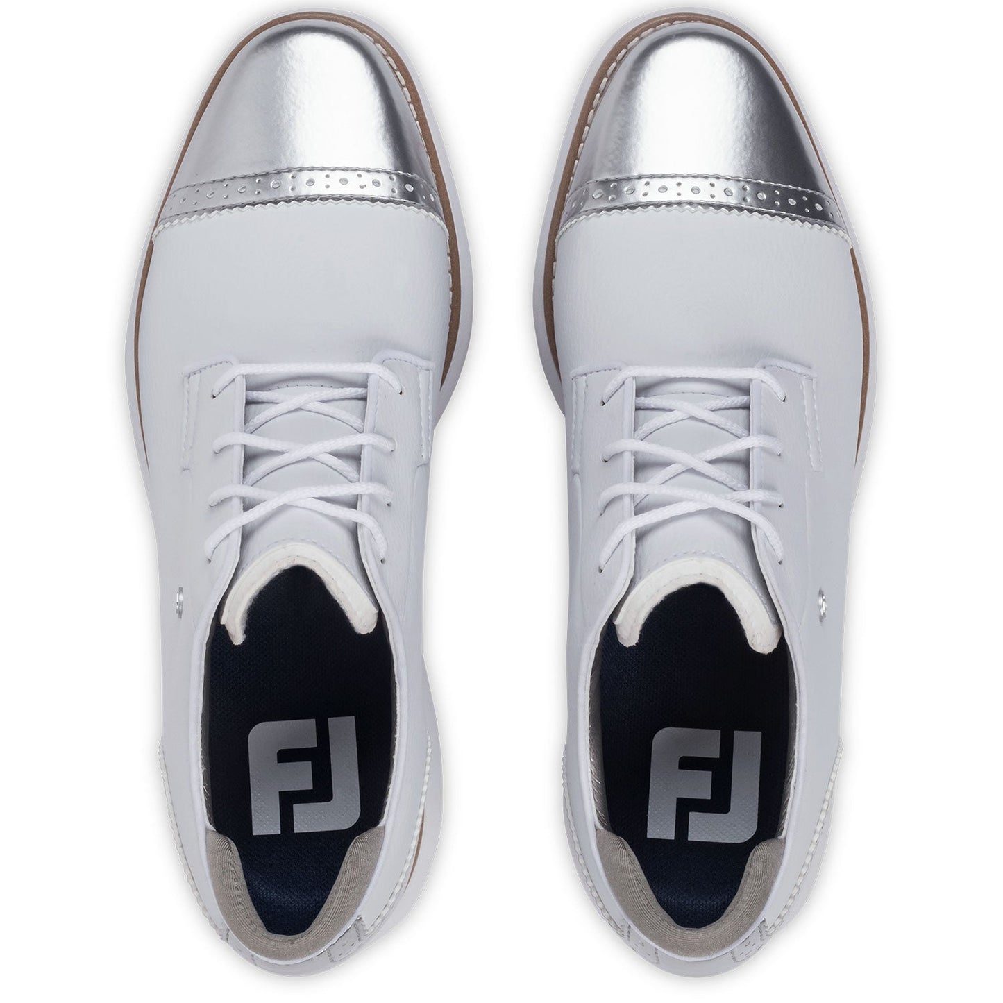 FootJoy Women's FJ Traditions SL Cap Toe Golf Shoes White/Platinum