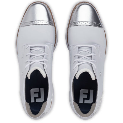 FootJoy Women's FJ Traditions SL Cap Toe Golf Shoes White/Platinum
