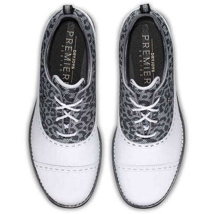 FootJoy Women's Premiere Series Cap Toe Golf Shoes White/Leopard
