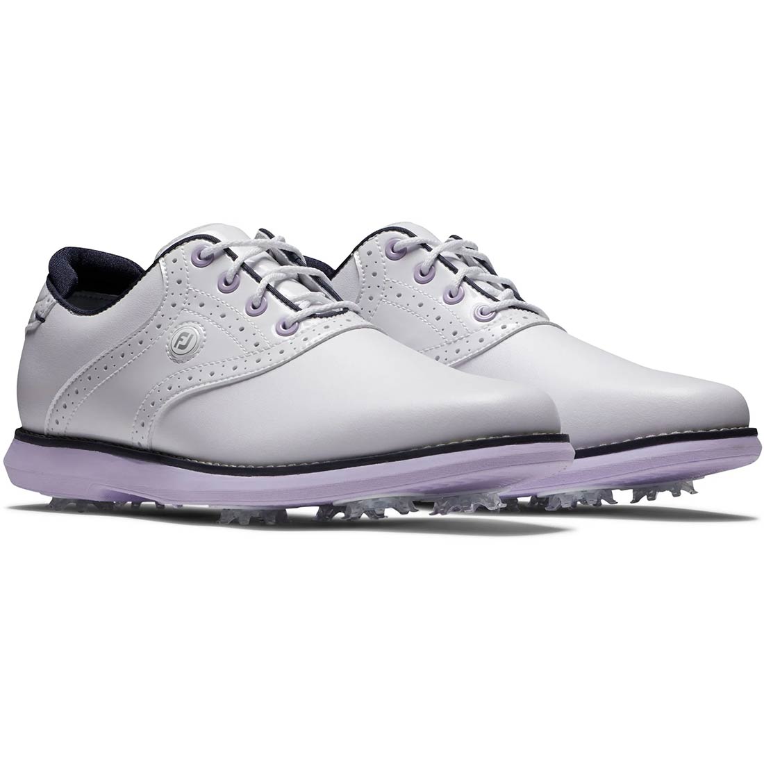 FootJoy Women's Traditions Saddle Golf Shoes White/Purple