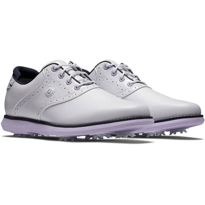 FootJoy Women's Traditions Saddle Golf Shoes White/Purple
