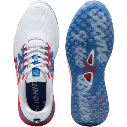 Puma Ignite Elevate 2 Volition Golf Shoes White/Blue Streak/Strong Red
