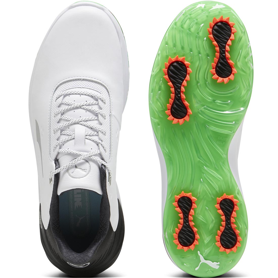 Puma PhantomCat Nitro Golf Shoes White/Black/Fluro Green
