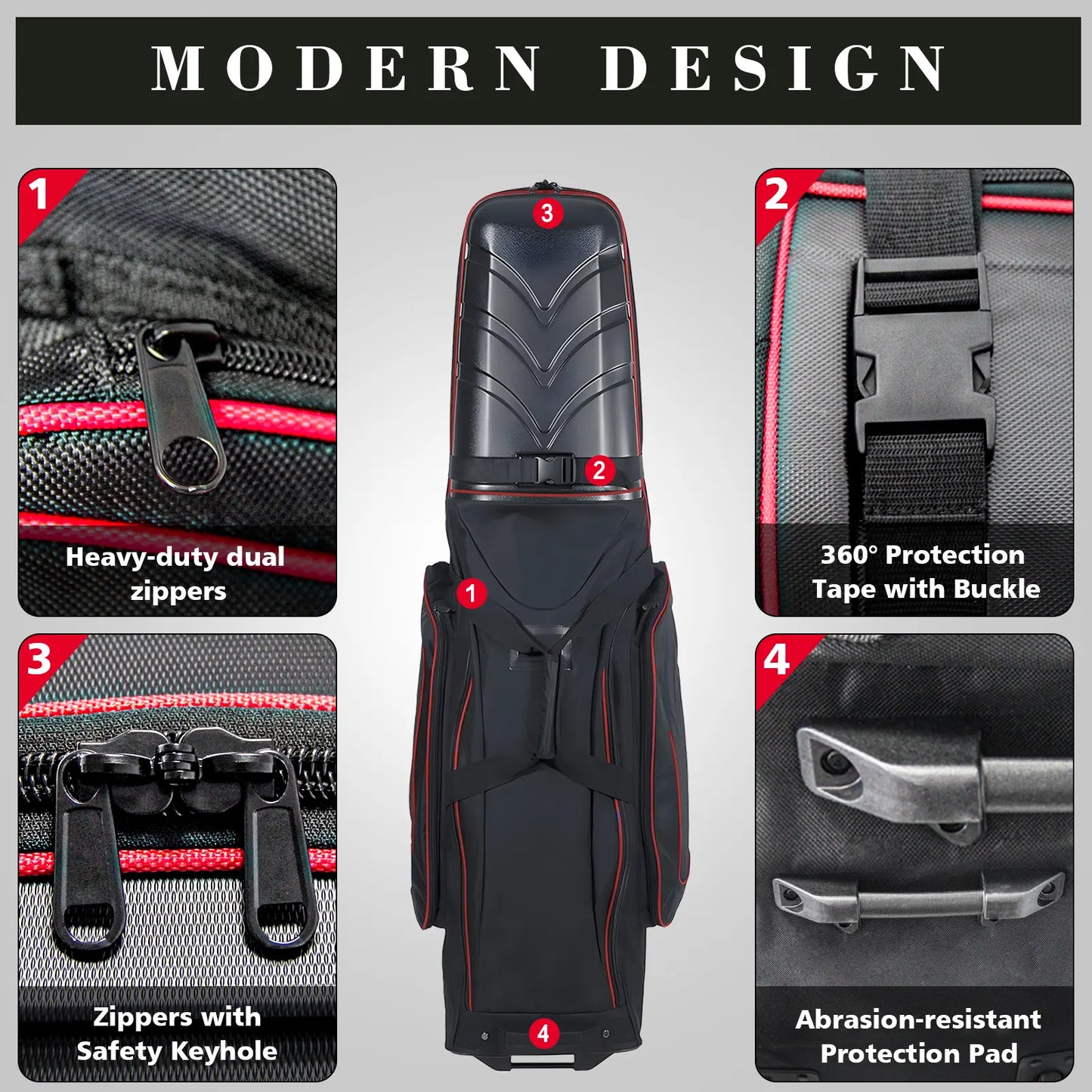 Yamato Golf Travel Bag – ABS Hard Shell, Wheels, Foldable Design