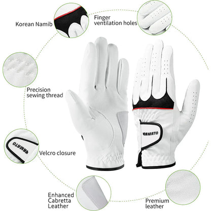 Yamato Premium Golf Gloves for Men – Breathable Cabretta Leather with Enhanced Grip