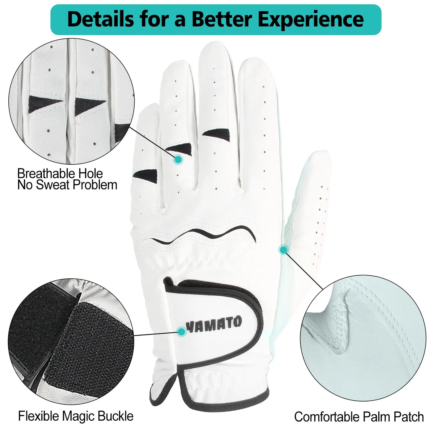 Yamato 3-Pack Men’s Golf Gloves – Cabretta Leather, Left & Right Hand