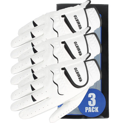 Yamato 3-Pack Men’s Golf Gloves – Cabretta Leather, Left & Right Hand