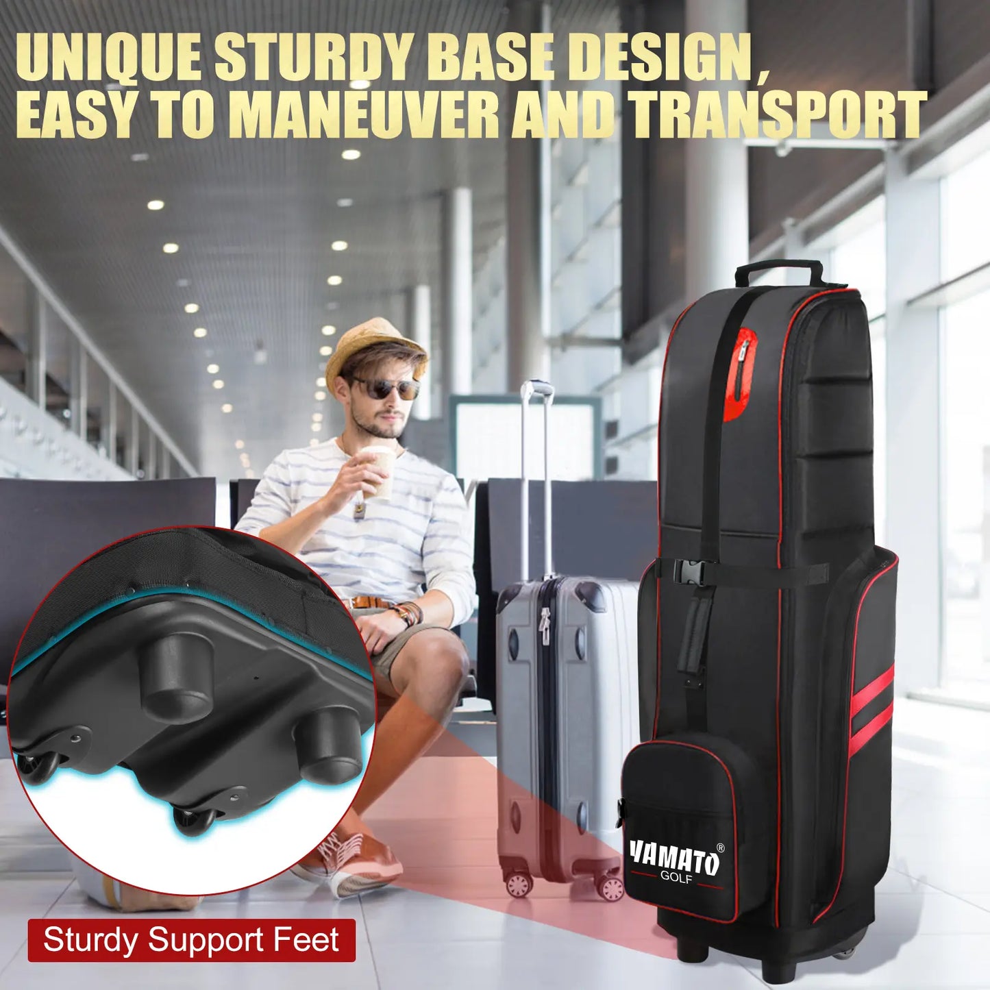 Yamato Golf Travel Bag GTB01 – Padded Rolling Cover for Clubs