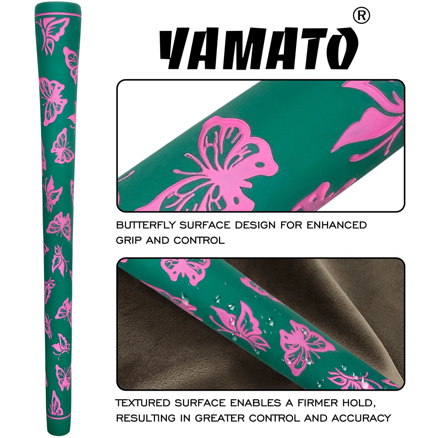 Yamato Women’s Golf Grips 13-Pack – Green with Pink Butterfly