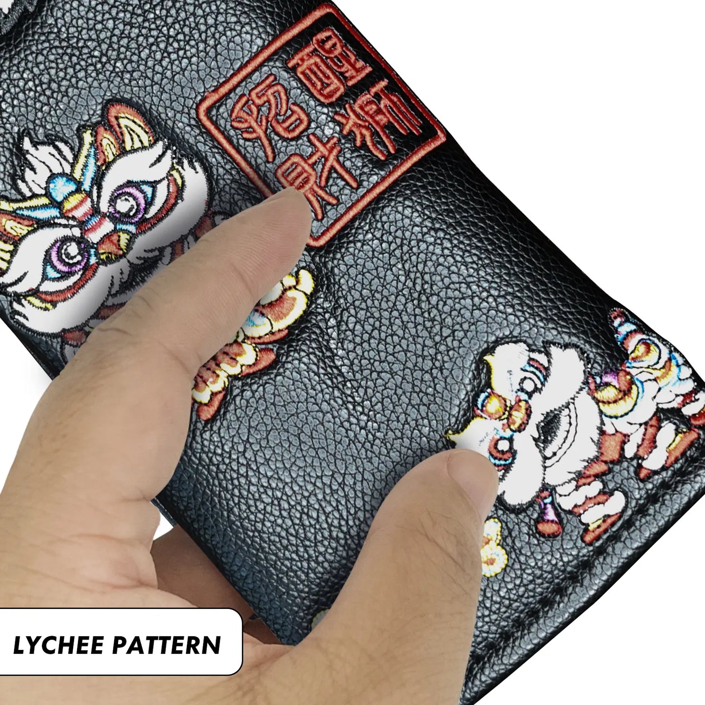 Yamato Golf Club Head Covers – Black Dura-Leather with Lion Embroidery