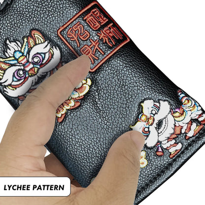 Yamato Golf Club Head Covers – Black Dura-Leather with Lion Embroidery