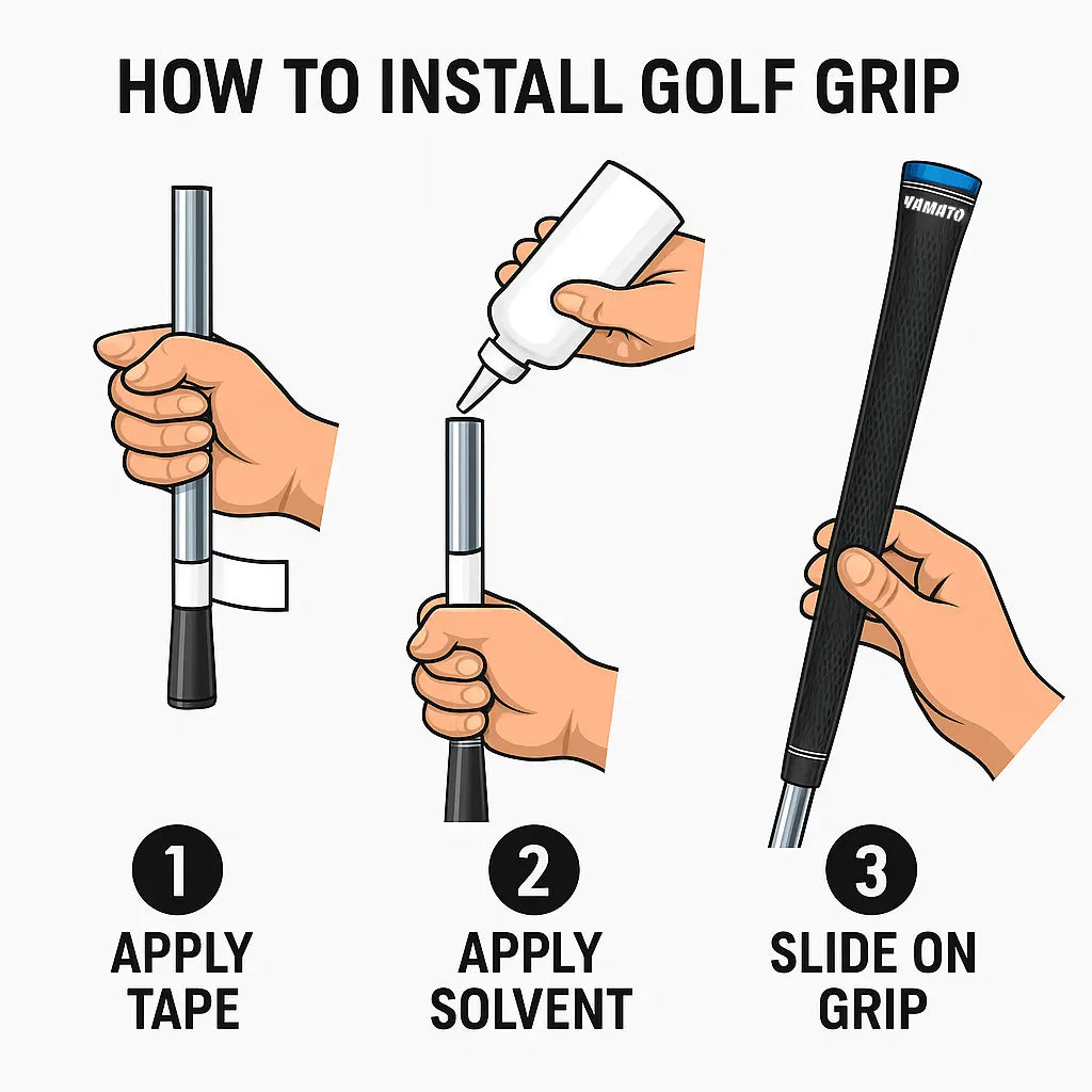 Yamato Rubber Golf Grips Set – Black/Blue 13pcs