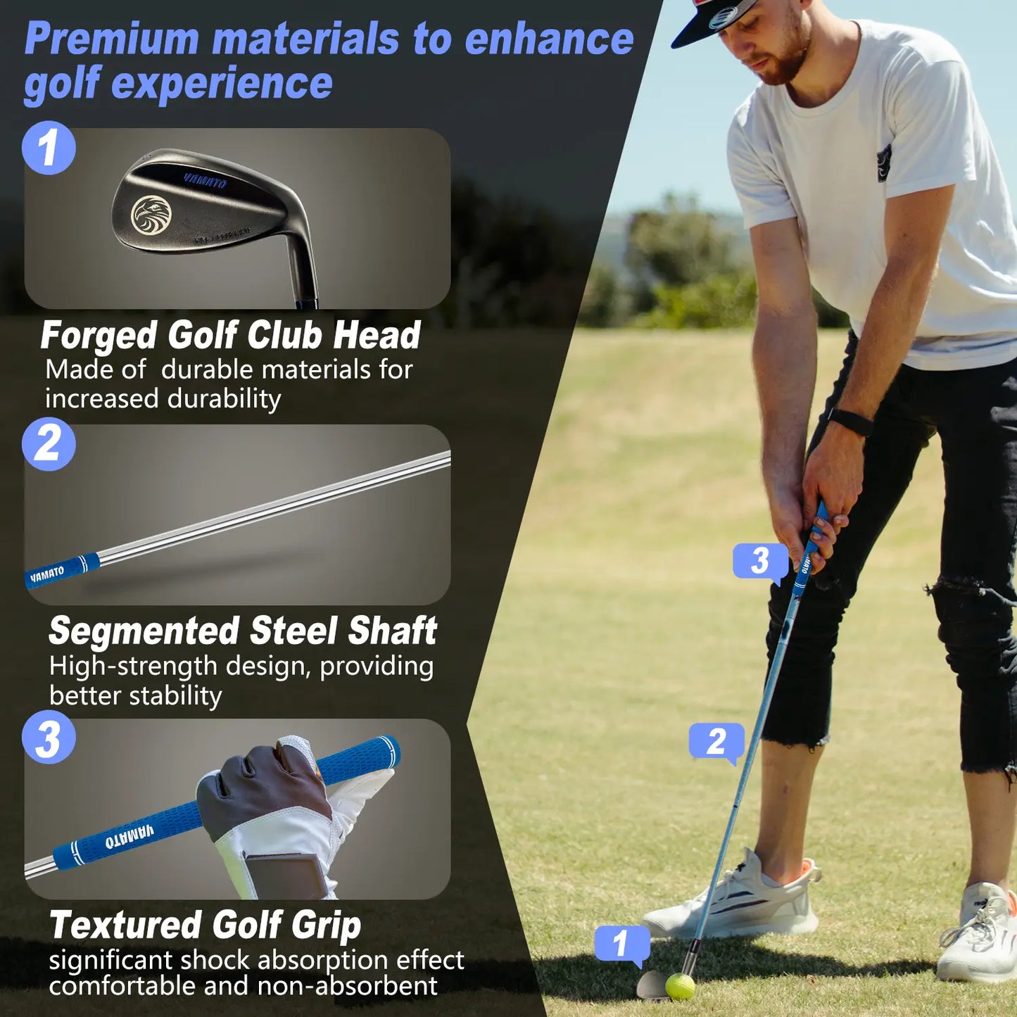 Yamato 3-Piece Golf Wedge Set – Forged Carbon Steel, Versatile Control