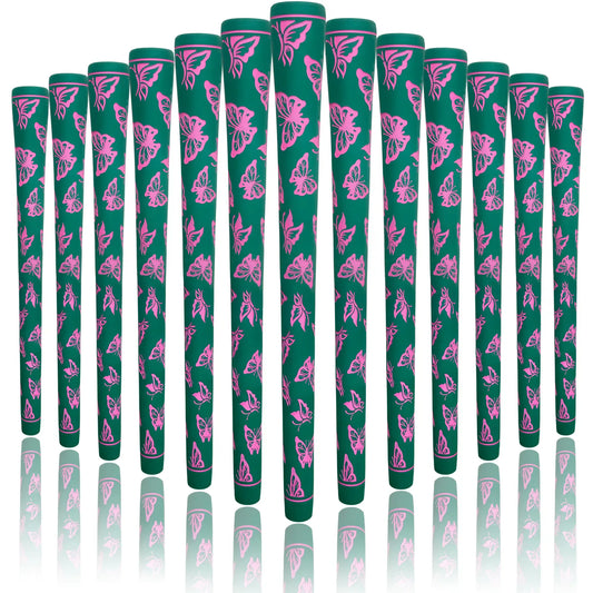 Yamato Women’s Golf Grips 13-Pack – Green with Pink Butterfly