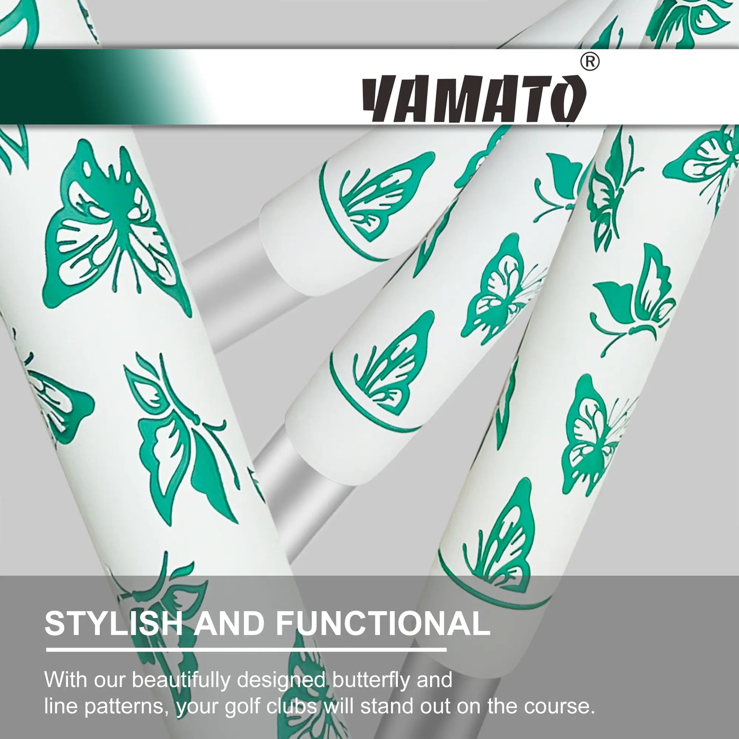 Yamato Women’s Golf Grips 13-Pack – White with Green Butterfly