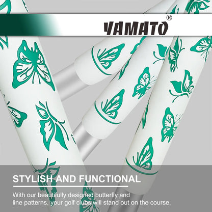 Yamato Women’s Golf Grips 13-Pack – White with Green Butterfly