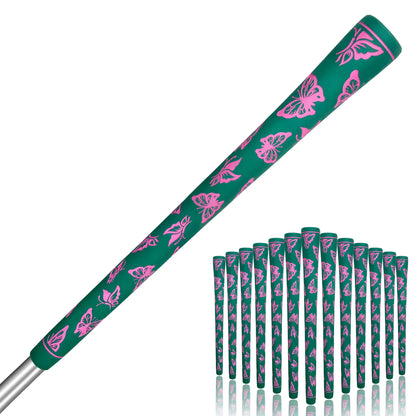 Yamato Women’s Golf Grips 13-Pack – Green with Pink Butterfly