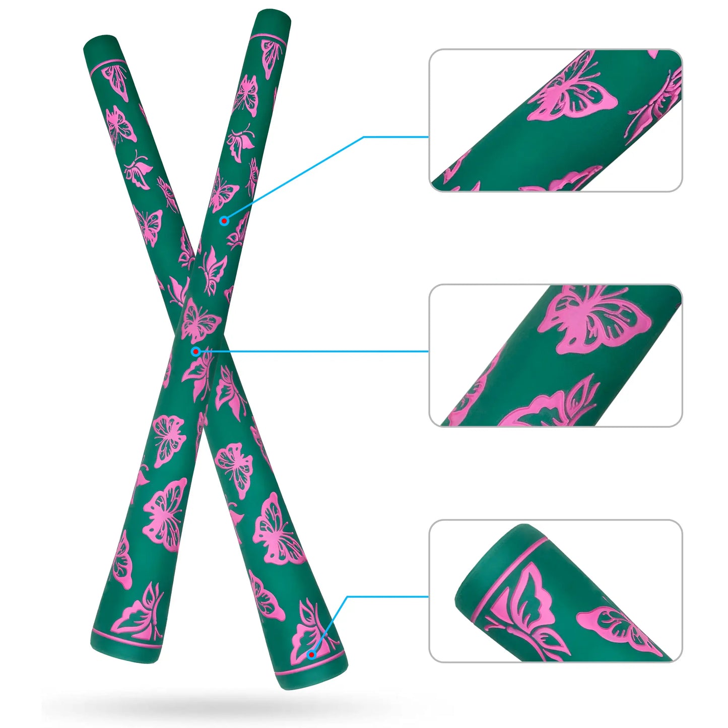 Yamato Women’s Golf Grips 13-Pack – Green with Pink Butterfly
