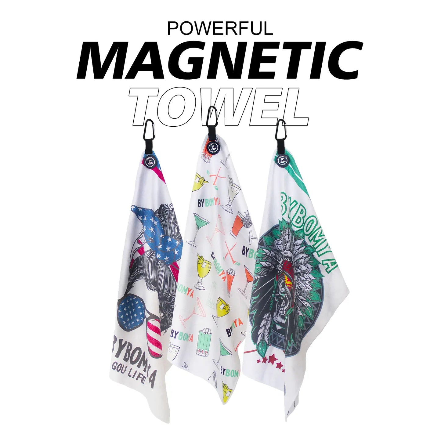 Yamato Magnetic Golf Towel – Wine Glass Pattern, Quick-Dry, Strong Magnet