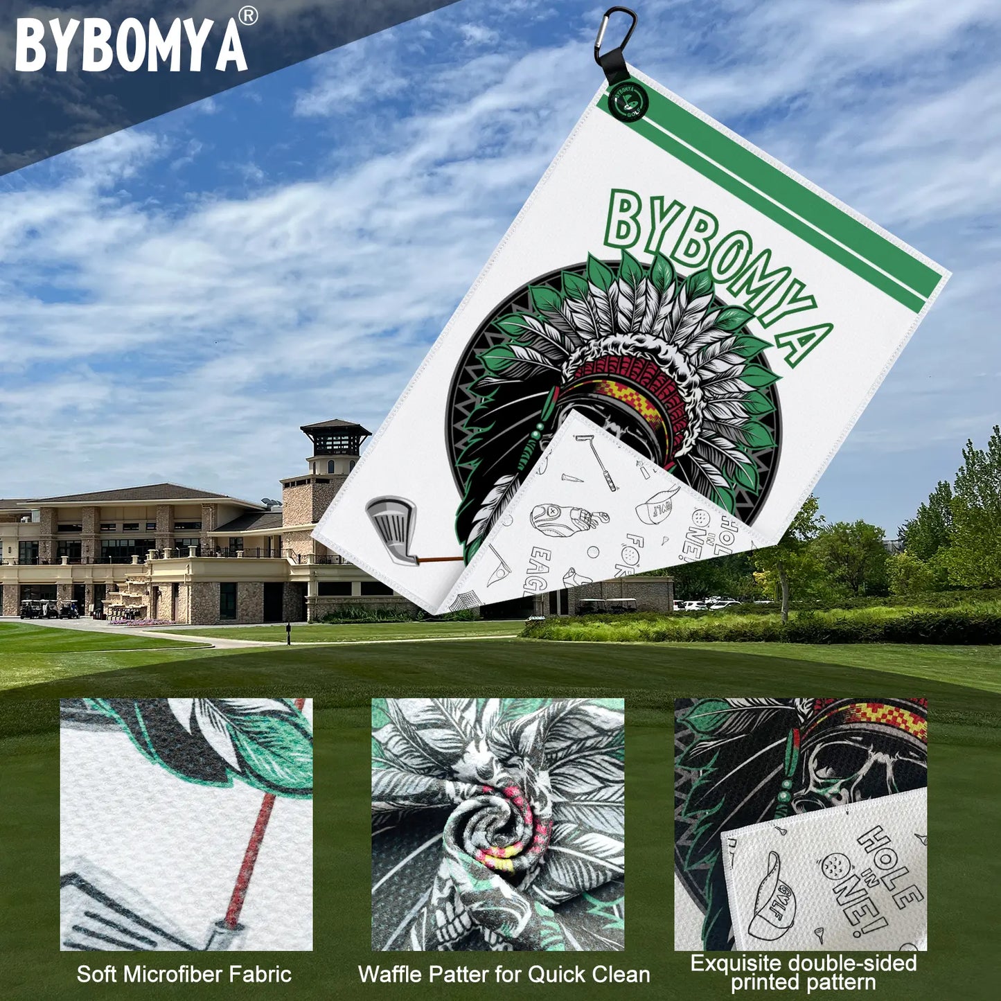 Yamato Magnetic Golf Towel – Skull Pattern, Quick-Dry, Strong Magnet