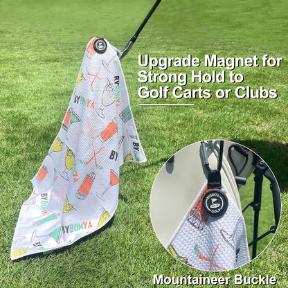 Yamato Magnetic Golf Towel – Wine Glass Pattern, Quick-Dry, Strong Magnet