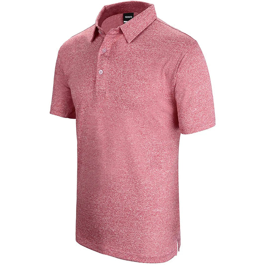 Yamato Men’s Slim-Fit Golf Polo – Pink, Moisture-Wicking, Athletic Fit