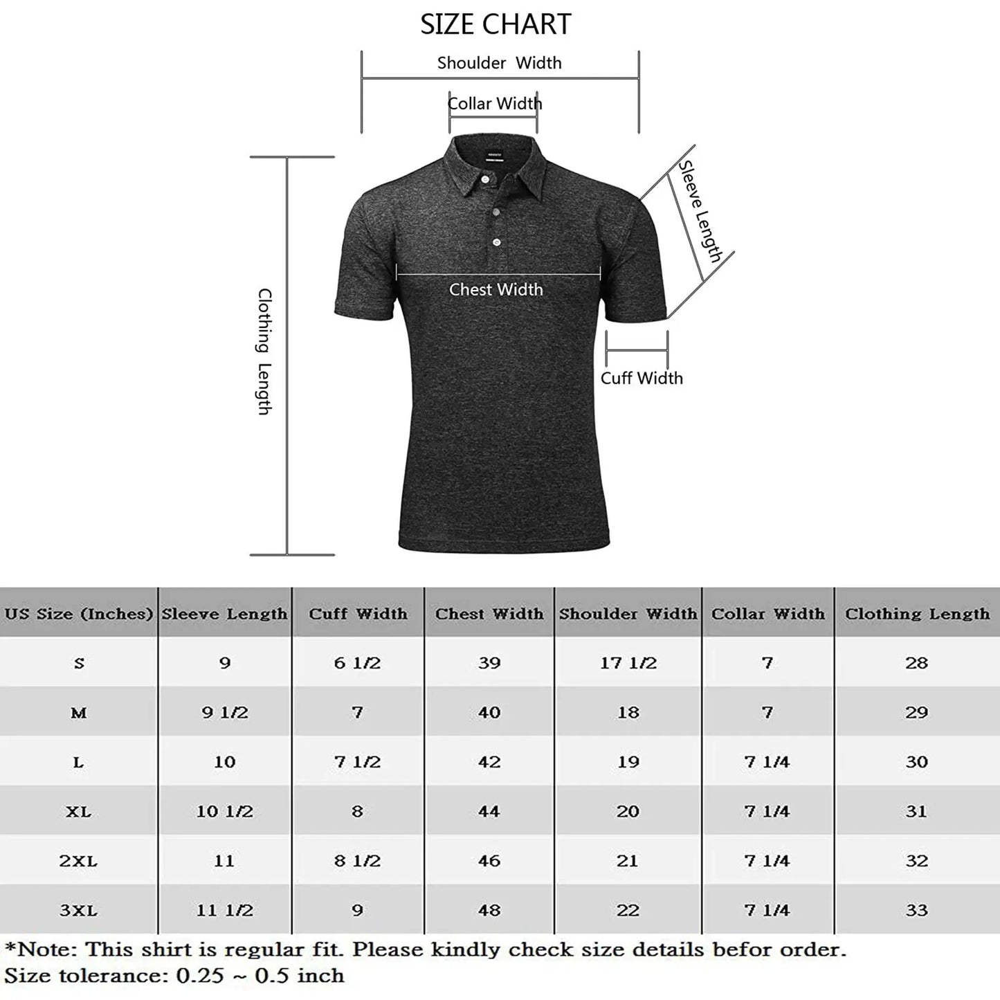 Yamato Men’s Slim-Fit Golf Polo – Black, Lightweight, Moisture-Wicking